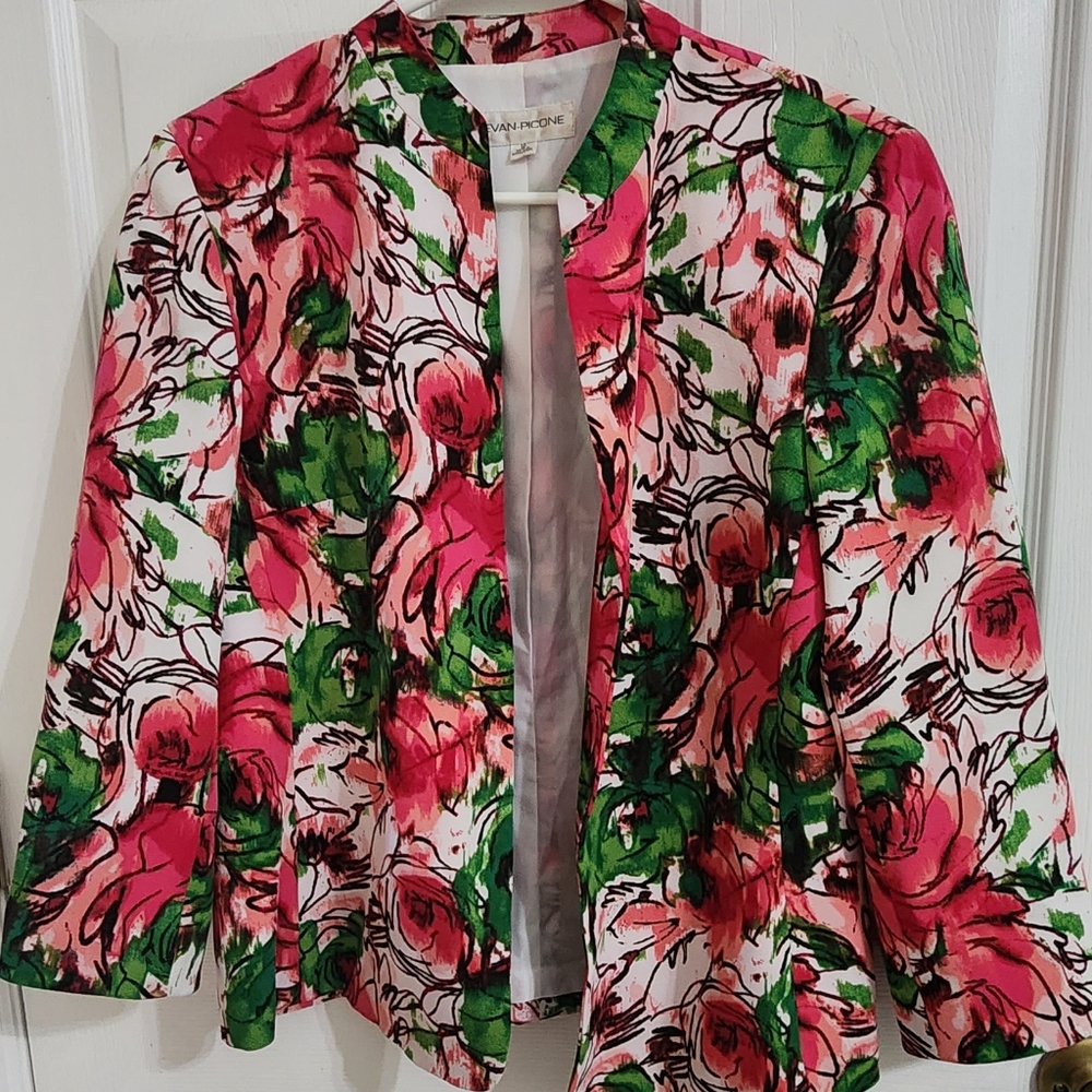 Evan-Picone Hot Pink Floral Blazer- Sz 10